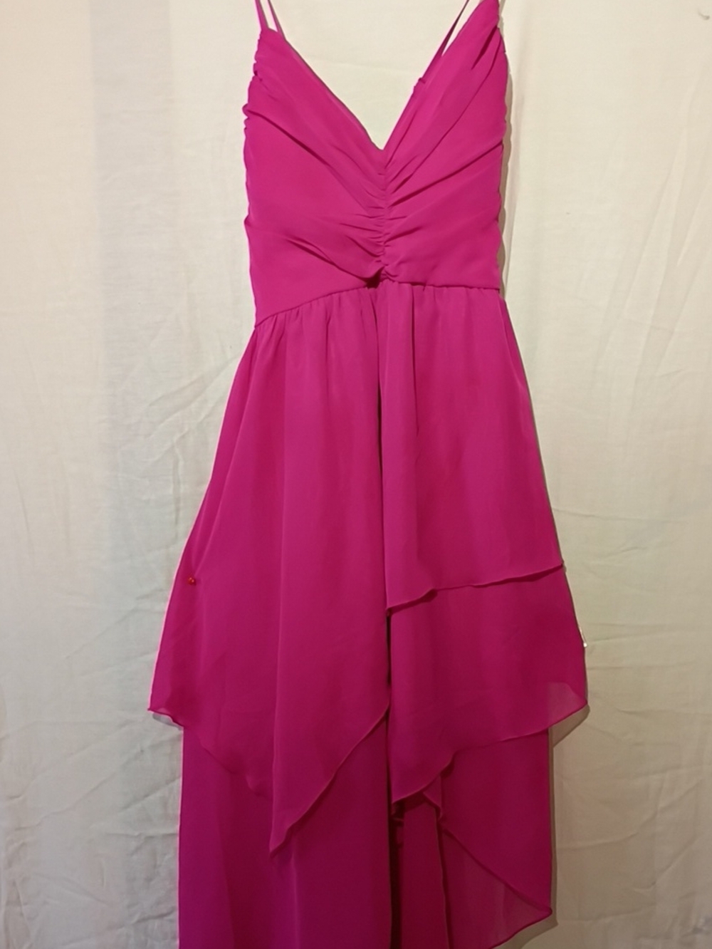 VENUS Hot Pink Spaghetti-Strap High-Low Maxi Tiered Sun Dress,Sz 8, NWOT